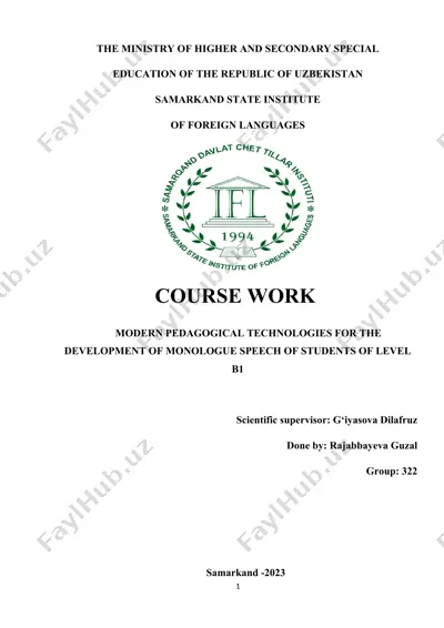 modern pedagogical technologies for the development of monologue speech of students of level b1 — DOC