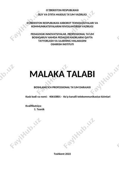 ko'p kanalli telekommunikasiya tizimlari — DOC