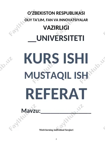 motivlarning individual farqlari — DOC