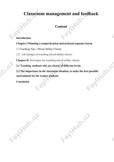 classroom management and feedback (kurs ishi) — DOCX