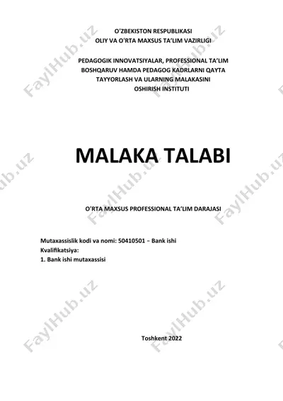 bank ishi mutaxassisi — DOC