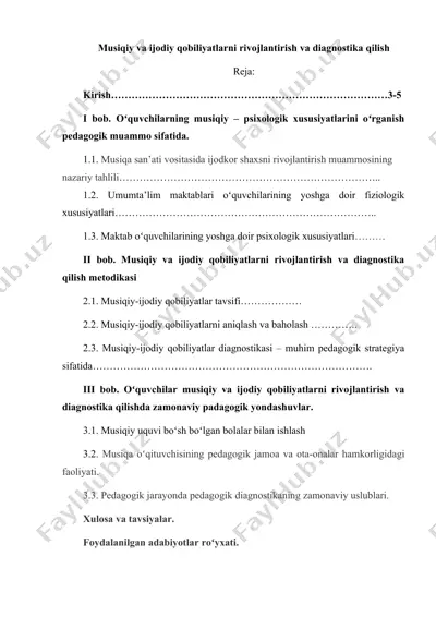 musiqiy va ijodiy qobiliyatlarni rivojlantirish va diagnostika qilish — DOC