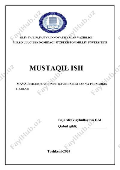 sharq uyg’onish davrida ilm fan va pedagogik fikrlar — DOC