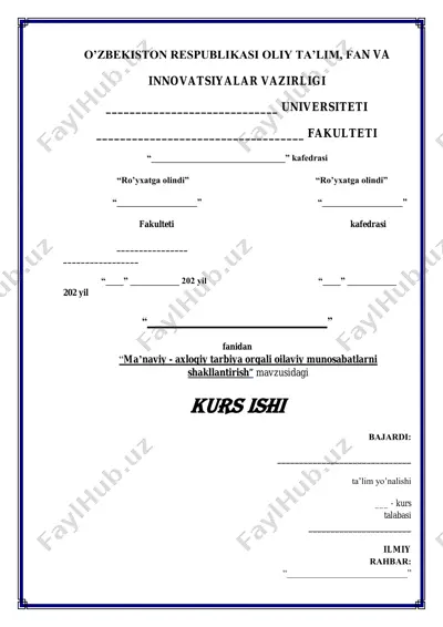 ma’naviy - axloqiy tarbiya orqali oilaviy munosabatlarni shakllantirish — PDF