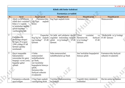 farmatsevtlar va sog'liqni saqlash tizimi — DOC