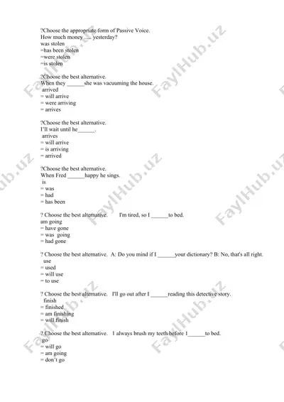 passive voice practice questions — DOC