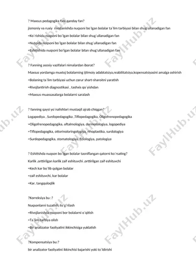 maxsus pedagogika fani — DOC