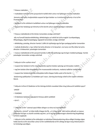 maxsus maktablar — DOC
