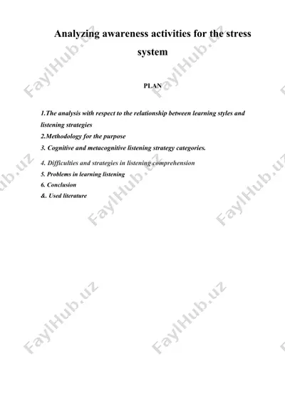 analyzing awareness activities for the stress system (kurs ishi) — DOCX