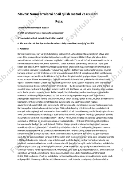 nanozarralarni hosil qilish metod va usullari — DOC