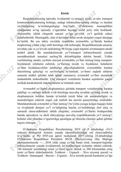 avtomobil yo‘llari va transport vositalari — DOC