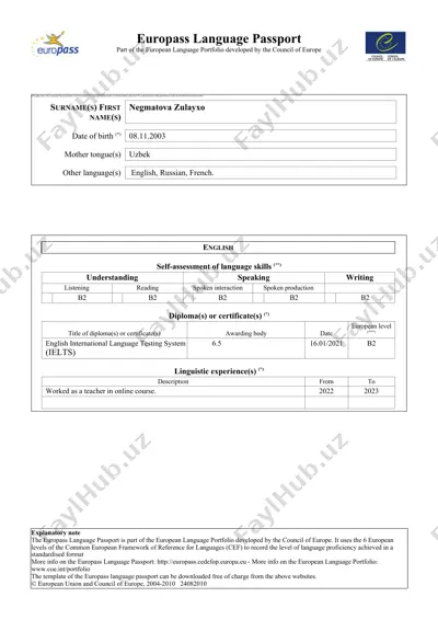 europass language passport — DOC