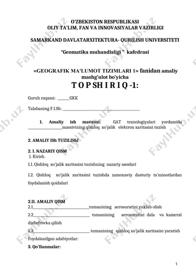 qishloq xo’jalik elektron xaritalarini yaratish — DOC