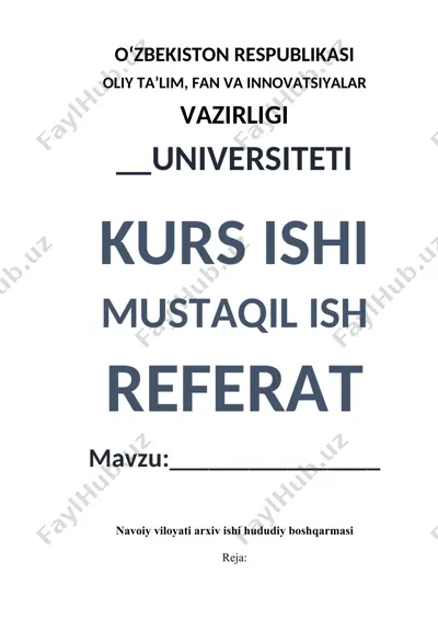 arxiv ishi hududiy boshqarmasi — DOC