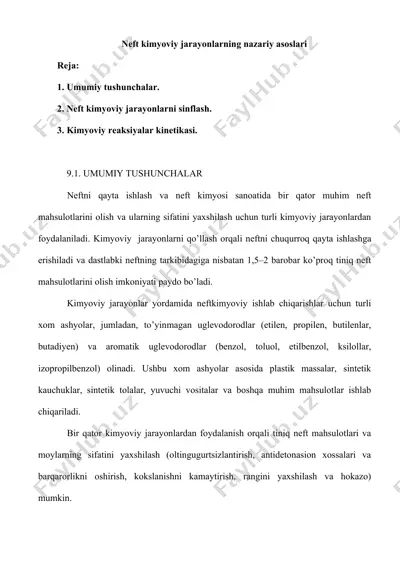 neft kimyoviy jarayonlarning nazariy asoslari — DOC