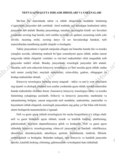 neft-gazni qayta ishlash jihozlari va uskunasi — DOC