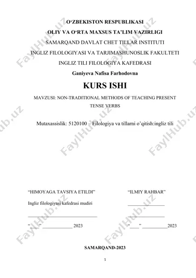 non-traditional methods of teaching present tense verbs — DOC