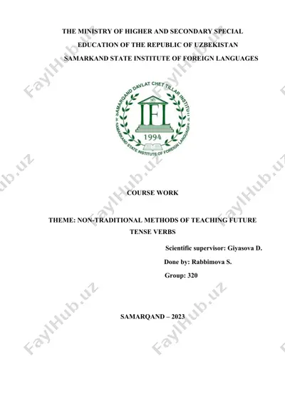 non-traditional methods of teaching future tense verbs — DOC