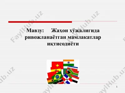 жаҳон хўжалигида ривожланаётган мамлакатлар иқтисодиёти — PPTX