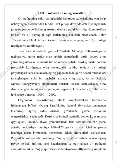 o‘tkir xolesistit va uning asoratlari — DOC