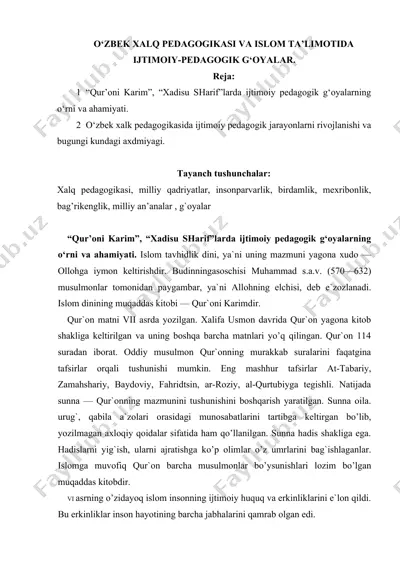 o‘zbek xalq pedagogikasi va islam ta’limida ijtimoiy-pedagogik g‘oyalar — DOC
