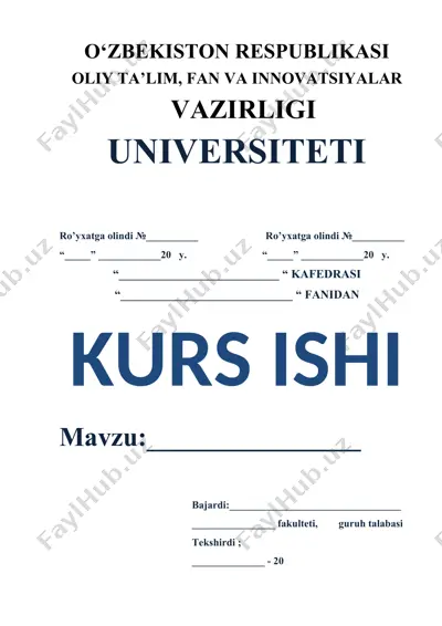 kurs ishi mavzusi bo'yicha takrorlovchi darslar — DOC