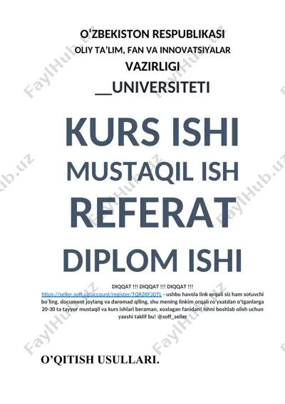 o‘zbekiston respublikasi oliy ta’lim, fan va innovatsiyalar vazirligi universiteti — DOC