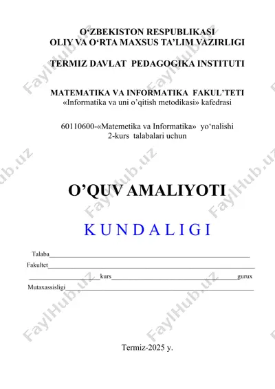 matematika va informatika fakulteti o'quv amaliyoti — DOC