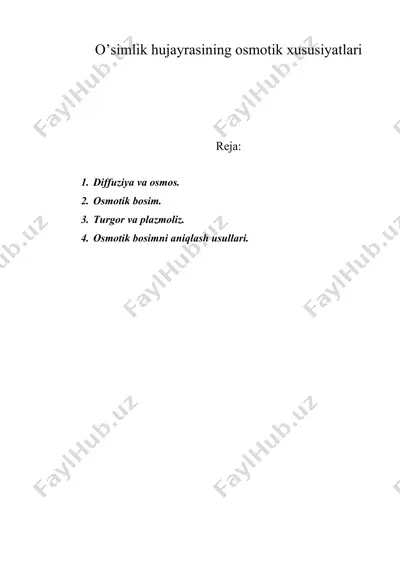 o’simlik hujayrasining osmotik xususiyatlari — DOC