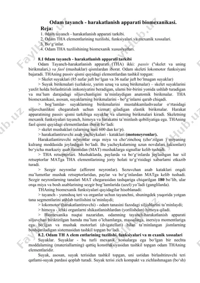 odamlar tayanch - harakatlanish apparati biomexanikasi — DOC