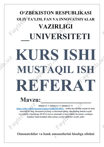 ma'lumotlar bazasi loyihasi — DOC