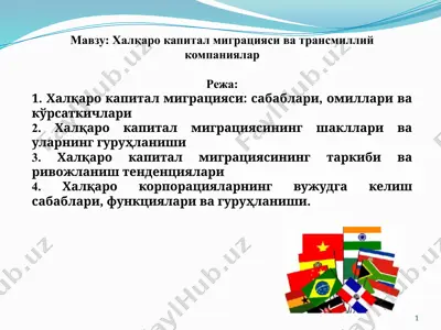 халқаро капитал миграцияси ва трансмиллий компаниялар — PPTX