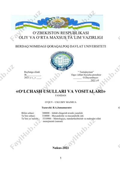 o‘lchash usullari va vositalari — DOC