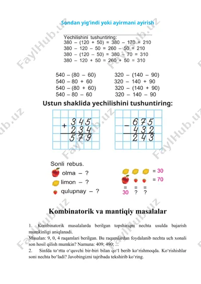 kombinatorik va mantiqiy masalalar — DOC
