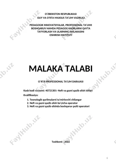 neft va gazni qazib olish ishlari — DOC
