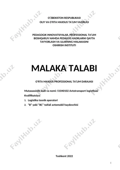 avtotransport logistikasi — DOC