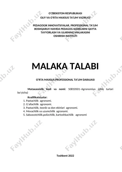 agronomiya (ekin turlari bo‘yicha) — DOC