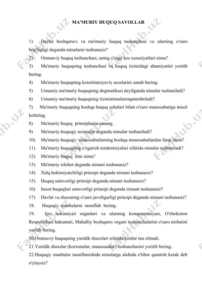 ma'muriy huquq savollari — DOC