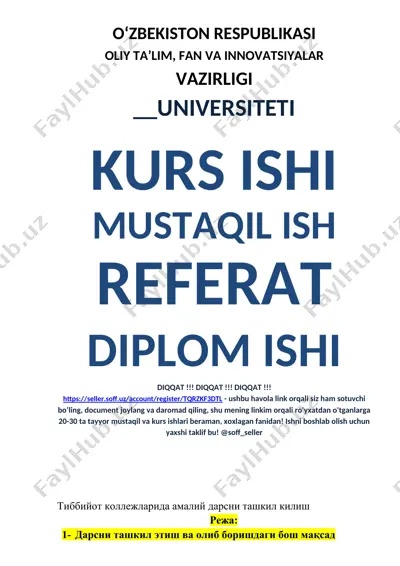 tibbiyot kollejlari haqida ma'lumotlar — DOC