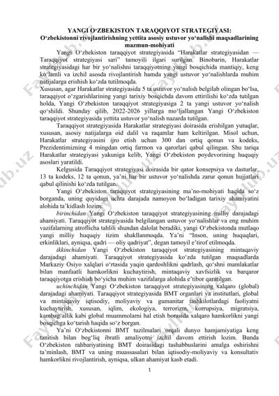 yangi o‘zbekiston taraqqiyot strategiyasi — DOC
