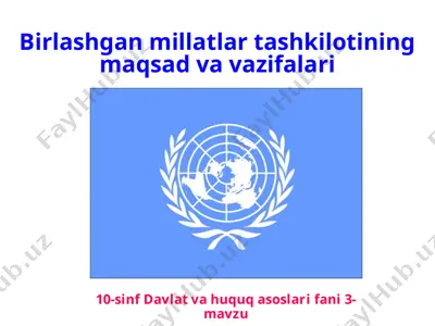 birlashgan millatlar tashkilotining maqsadlari va vazifalari — PPTX