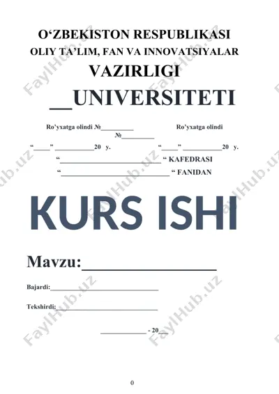 kurs ishi - o‘zbekistonda tashqi iqtisodiy faoliyatni erkinlashtirish yо‘llari va usullari — DOC