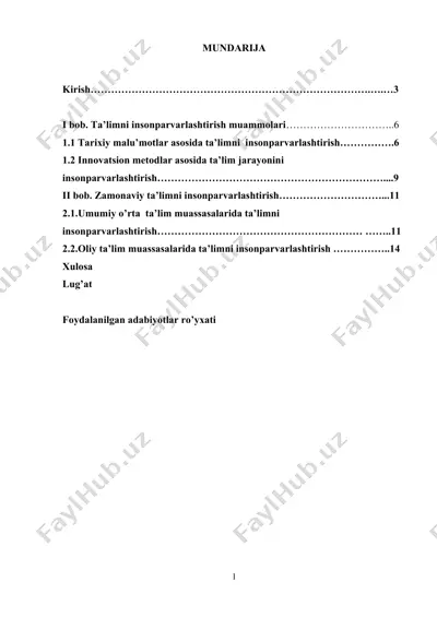 ta'limni insonparvarlashtirish muammolari — DOCX