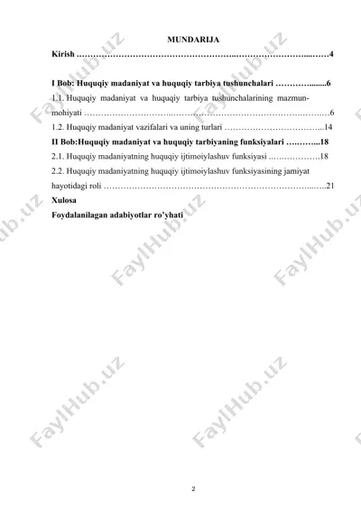 huquqiy madaniyat va huquqiy tarbiya tushunchalari — DOCX