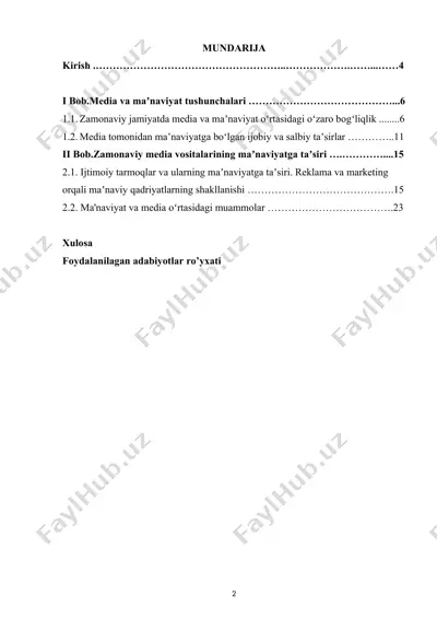 zamonaviy jamiyatda media va ma'naviyat oʻrtasidagi oʻzaro bogʻliqlik — DOCX