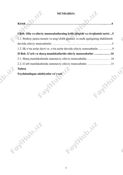 oila va oilaviy munosabatlar tarixi — DOCX