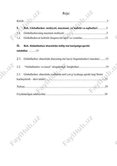 globallashuvning oqibatlari — DOCX