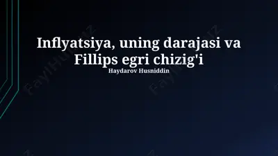 inflyatsiya, uning darajasi va fillips egri chizig'i — PPTX