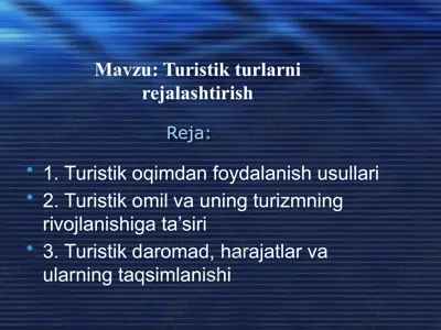 turistikoqimdanfoydalanishusullari — PPTX