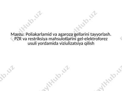 poliakarlamid va agarozaga gel larini tayyorlash — PPTX